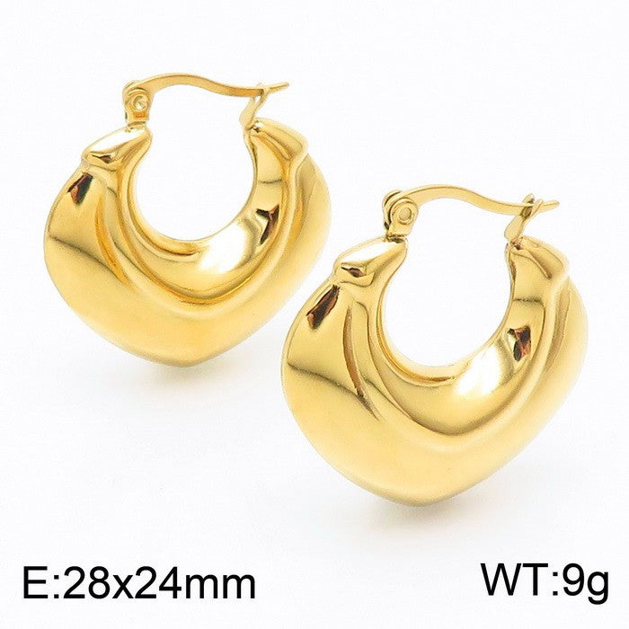 18K Titanium Steel U-Shaped Hollow Ear Clips – Glossy Finish