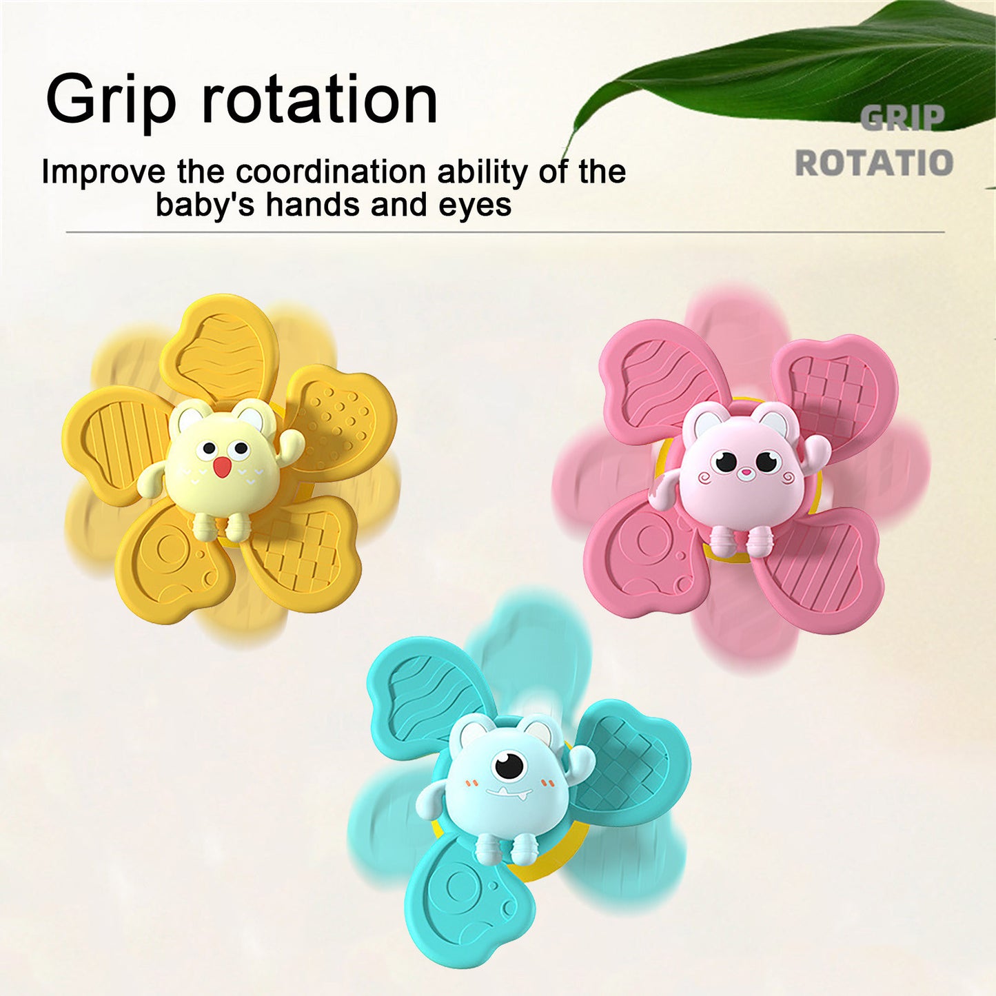 Baby Bath Spinning Top Toy – Animal Hand Spinner with Suction Cups, Safe and Fun Baby Bath Toy