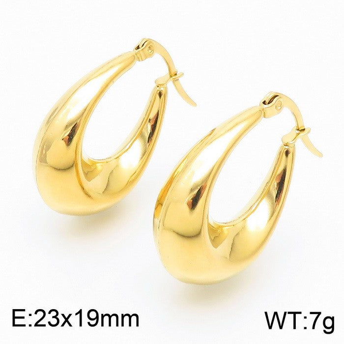 18K Titanium Steel U-Shaped Hollow Ear Clips – Glossy Finish