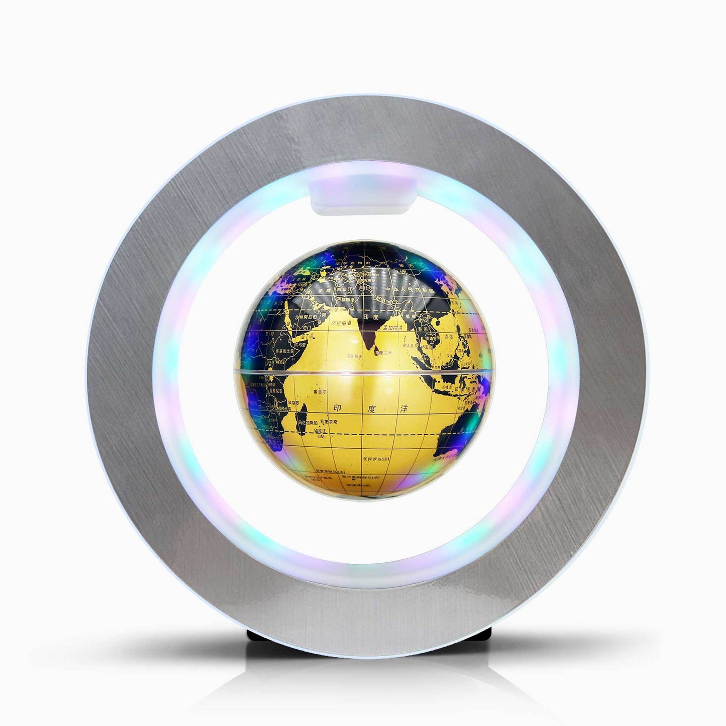 Magnetic Levitating Globe with LED Light – 360° Rotating O-Shaped Display