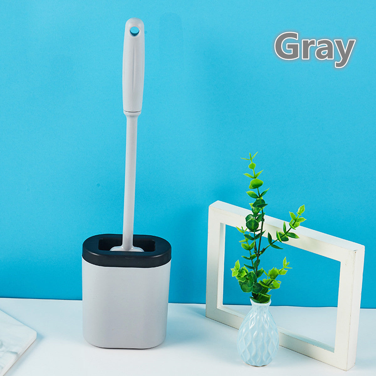 Wall-Mounted Silicone Toilet Brush – Soft Bristle Flat Head with Holder