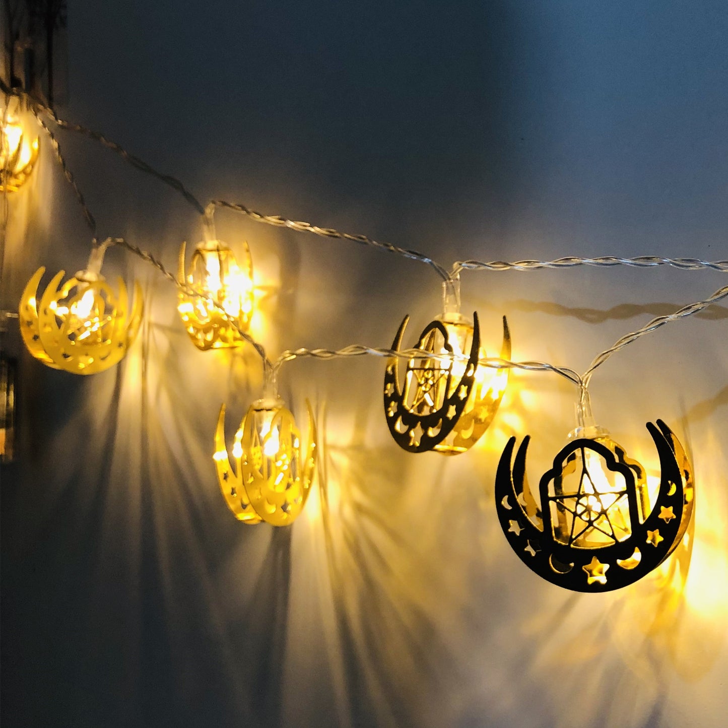 Eid Mubarak LED String Lights – Moon & Star Ramadan Battery-Powered Interior Decoration