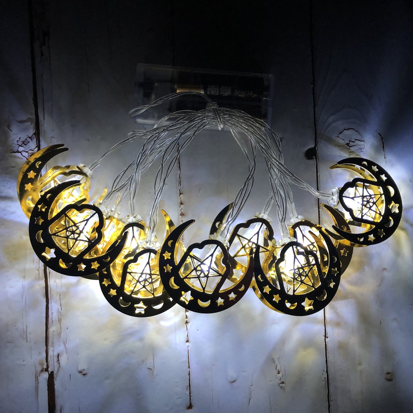 Eid Mubarak LED String Lights – Moon & Star Ramadan Battery-Powered Interior Decoration