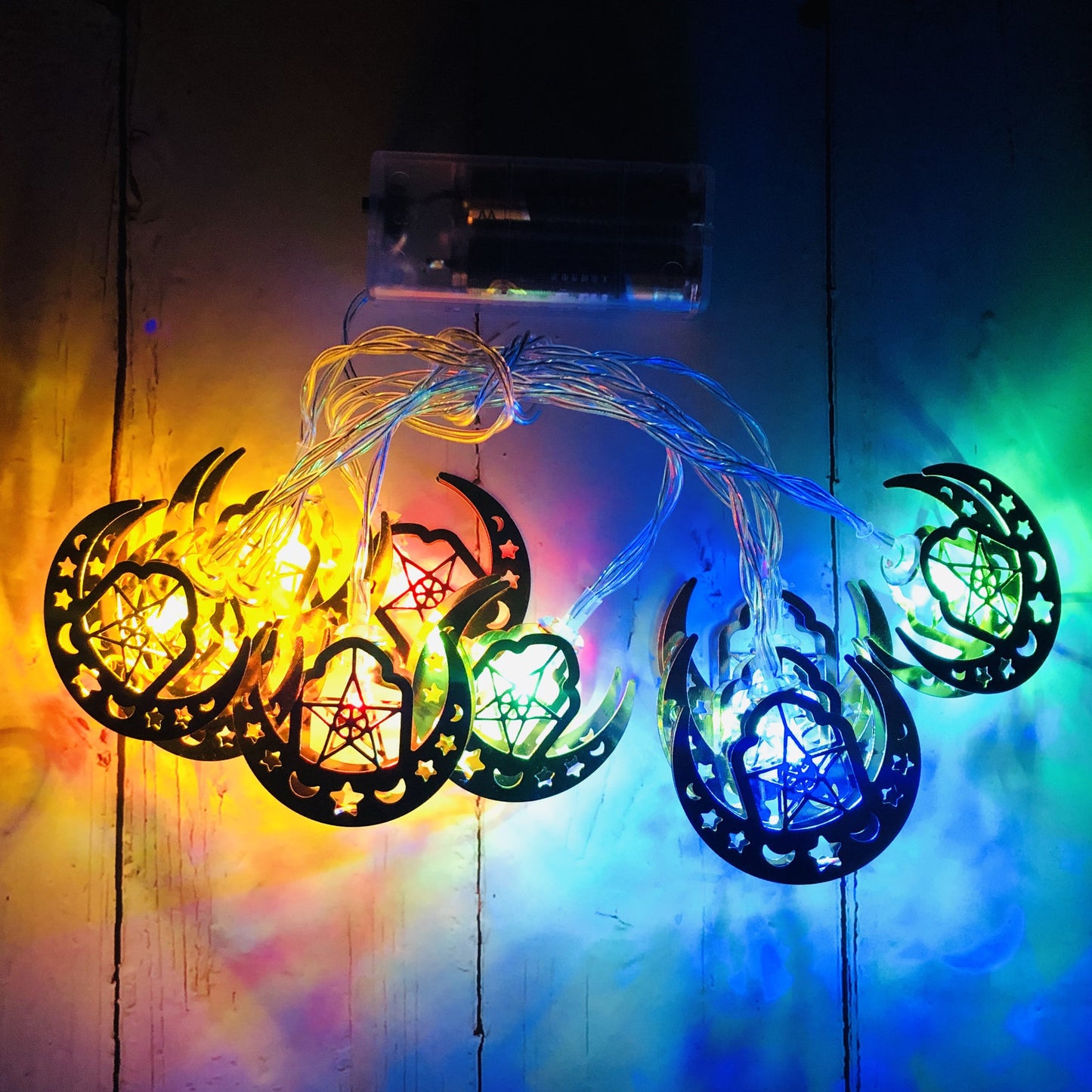 Eid Mubarak LED String Lights – Moon & Star Ramadan Battery-Powered Interior Decoration