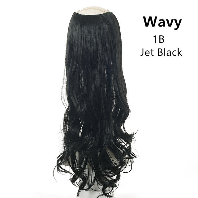Wavy U Part Wig for Women – Clip-In Hair Extension, Invisible Half Wig, Long Blonde/Black Synthetic Hairpiece