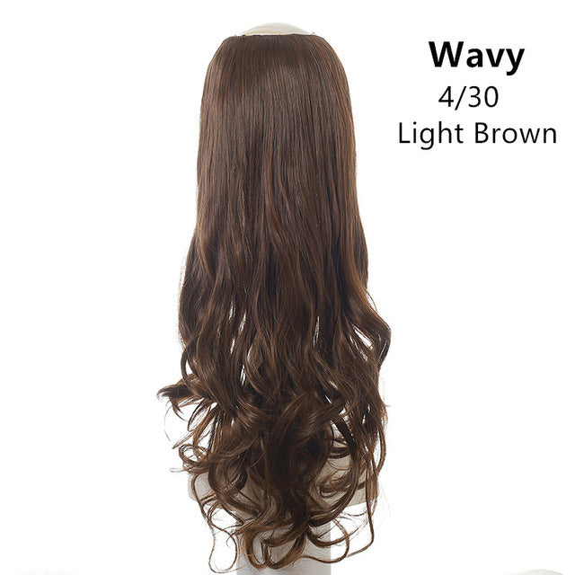 Wavy U Part Wig for Women – Clip-In Hair Extension, Invisible Half Wig, Long Blonde/Black Synthetic Hairpiece