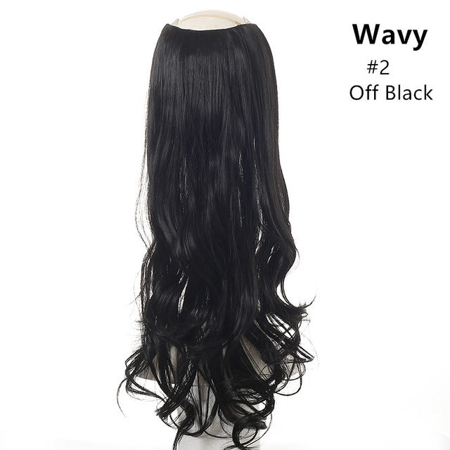 Wavy U Part Wig for Women – Clip-In Hair Extension, Invisible Half Wig, Long Blonde/Black Synthetic Hairpiece