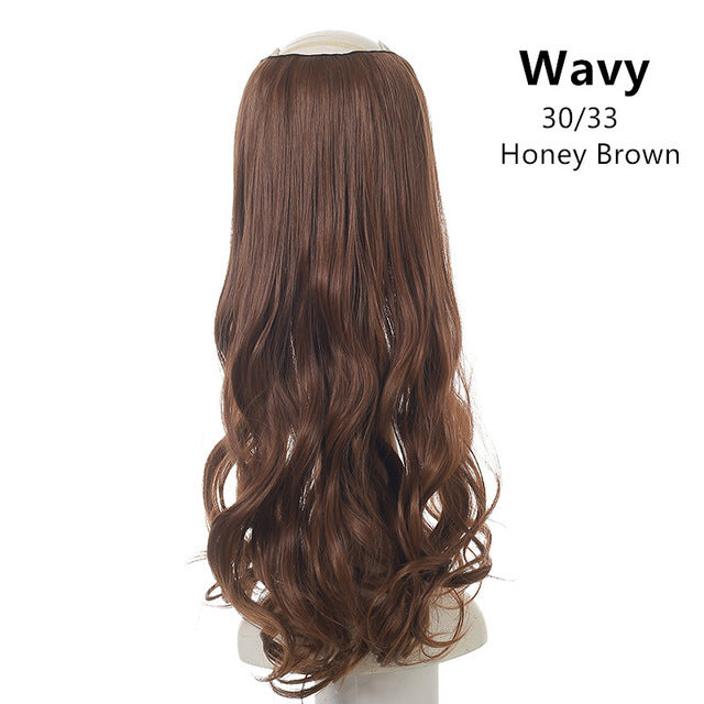 Wavy U Part Wig for Women – Clip-In Hair Extension, Invisible Half Wig, Long Blonde/Black Synthetic Hairpiece