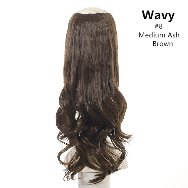 Wavy U Part Wig for Women – Clip-In Hair Extension, Invisible Half Wig, Long Blonde/Black Synthetic Hairpiece