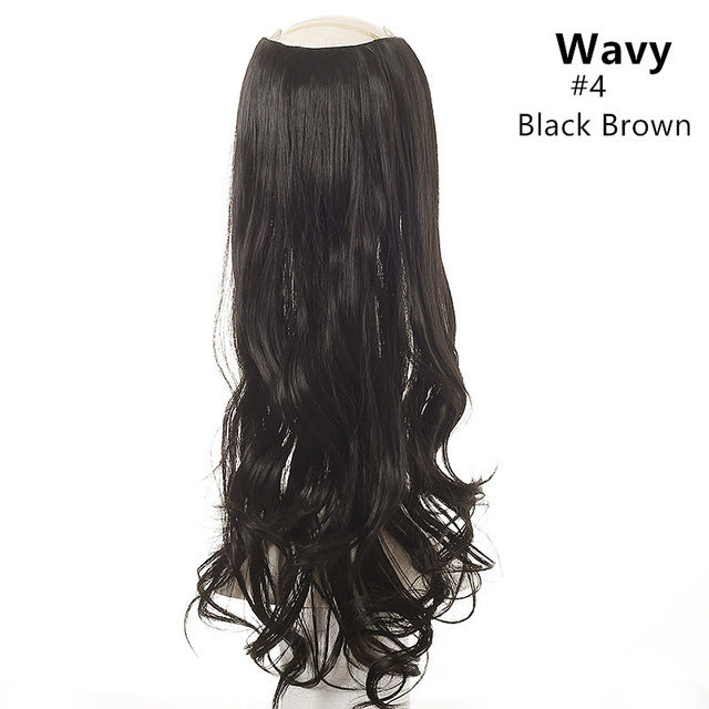 Wavy U Part Wig for Women – Clip-In Hair Extension, Invisible Half Wig, Long Blonde/Black Synthetic Hairpiece