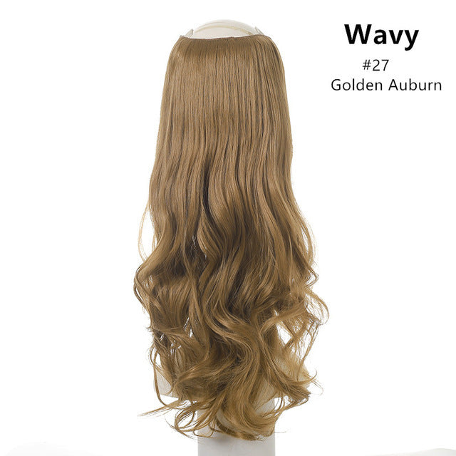 Wavy U Part Wig for Women – Clip-In Hair Extension, Invisible Half Wig, Long Blonde/Black Synthetic Hairpiece