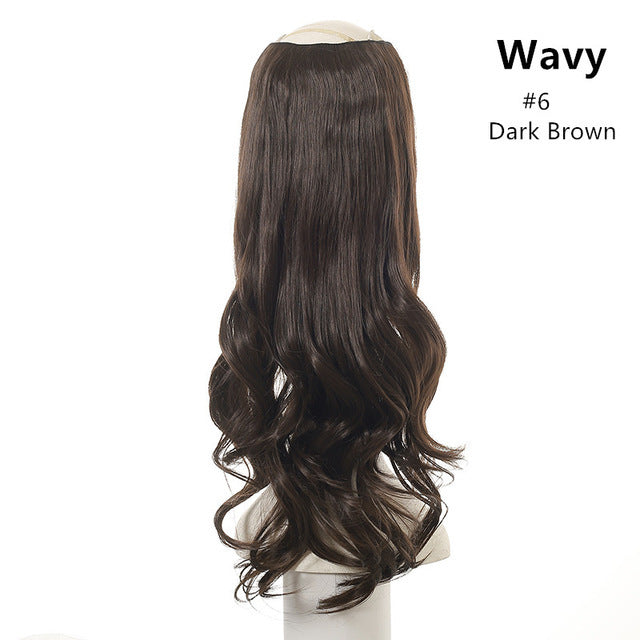 Wavy U Part Wig for Women – Clip-In Hair Extension, Invisible Half Wig, Long Blonde/Black Synthetic Hairpiece