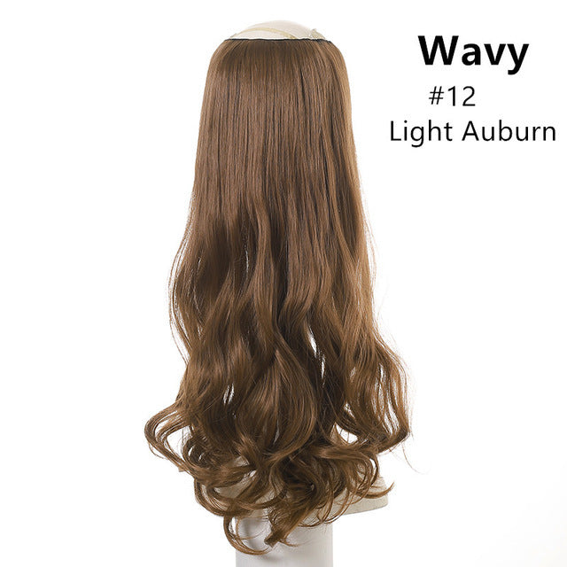 Wavy U Part Wig for Women – Clip-In Hair Extension, Invisible Half Wig, Long Blonde/Black Synthetic Hairpiece
