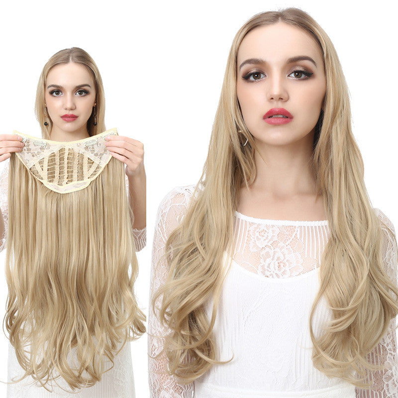 Wavy U Part Wig for Women – Clip-In Hair Extension, Invisible Half Wig, Long Blonde/Black Synthetic Hairpiece