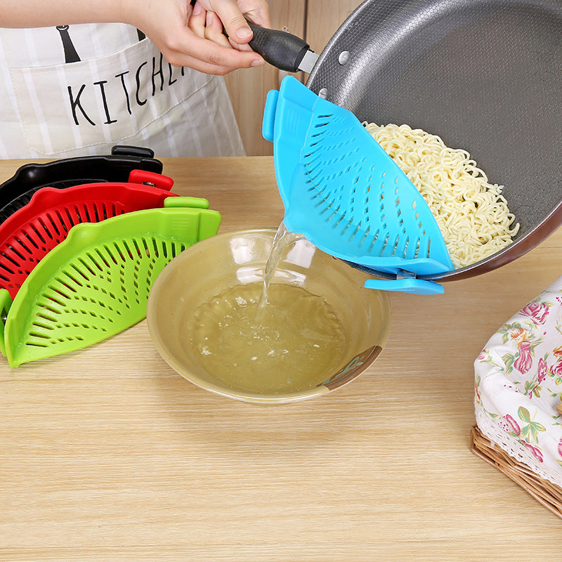 Silicone Clip-On Pot Funnel & Oil Strainer – Versatile Rice Washing Colander