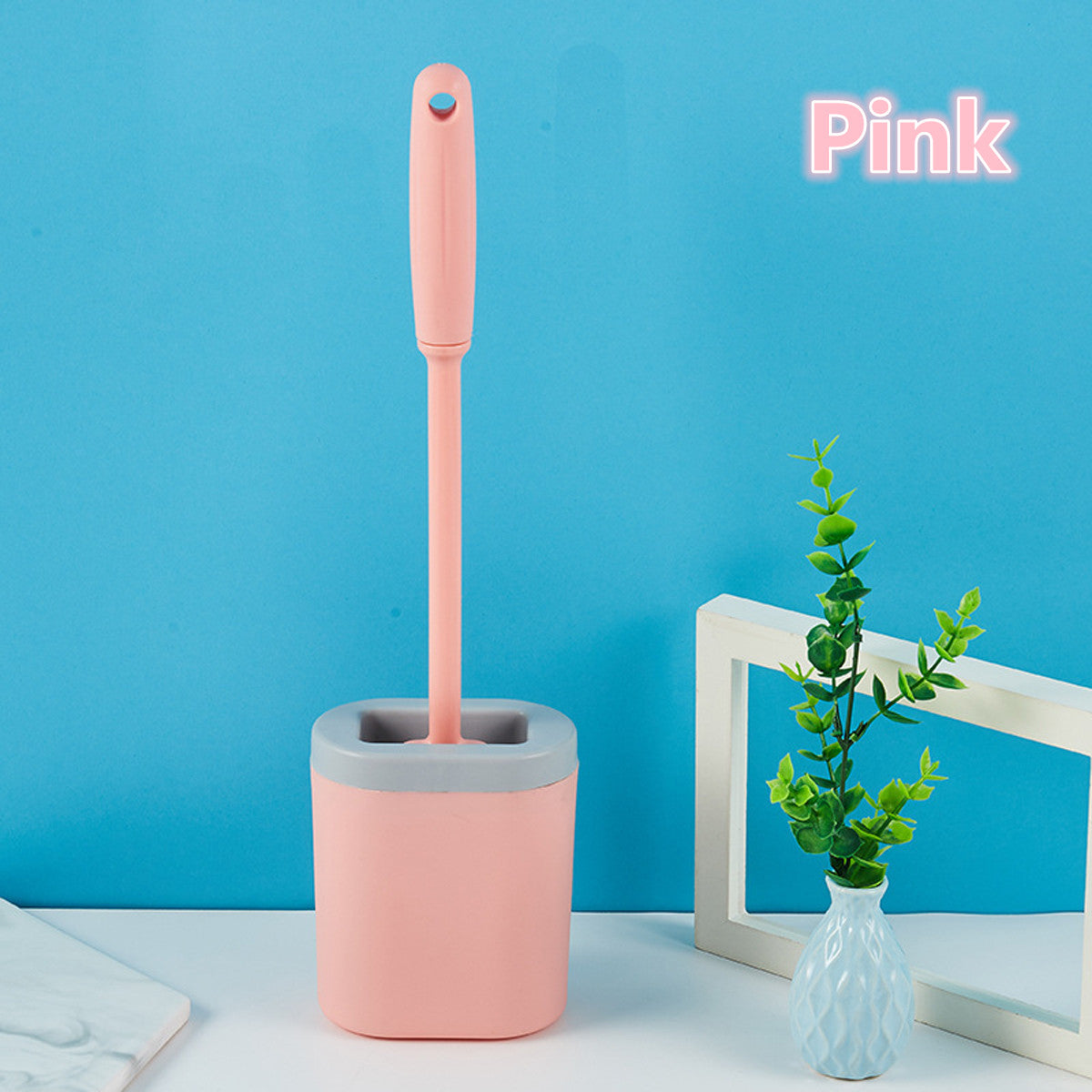 Wall-Mounted Silicone Toilet Brush – Soft Bristle Flat Head with Holder