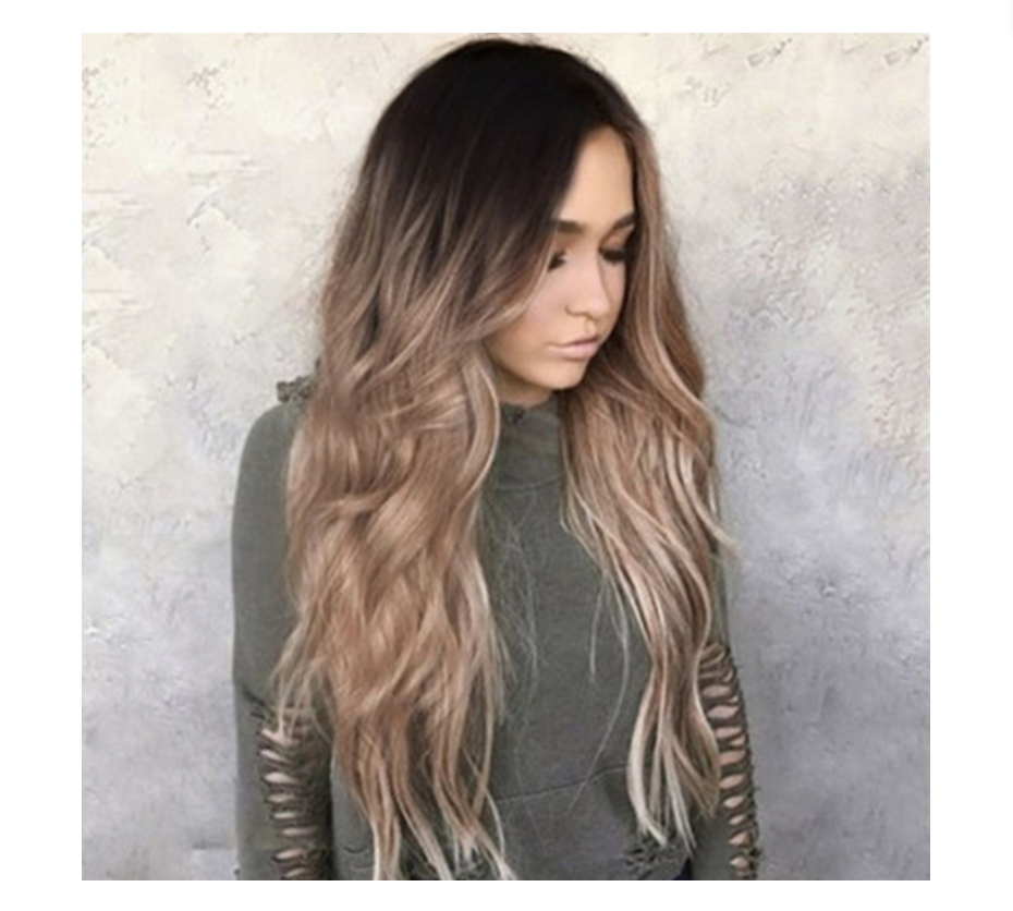 Ladies’ Gradient Long Curly Wig – High-Quality Mid-Length European Style
