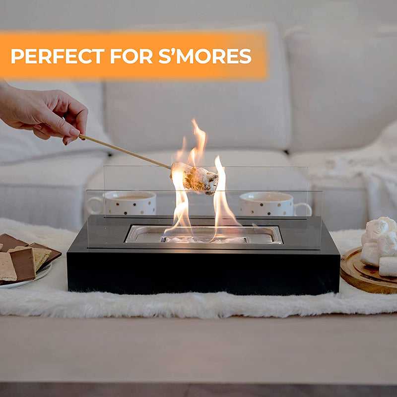 Indoor Mini Alcohol Fireplace - Modern Glass Table Fire Pit for Home & Camping