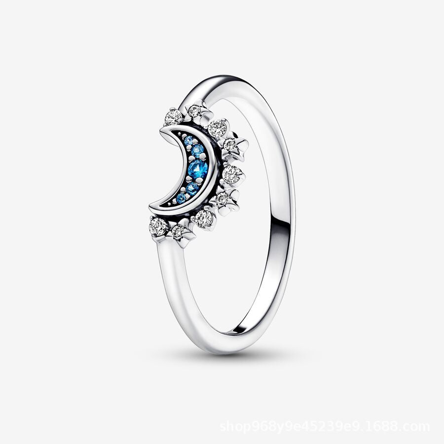 Sterling Silver Rising Sun & Blue Moon Two-in-One Ring