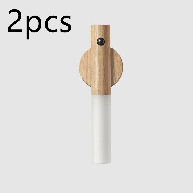 Auto LED USB Magnetic Wood Wireless Night Light – PIR Motion Sensor Wall Lamp