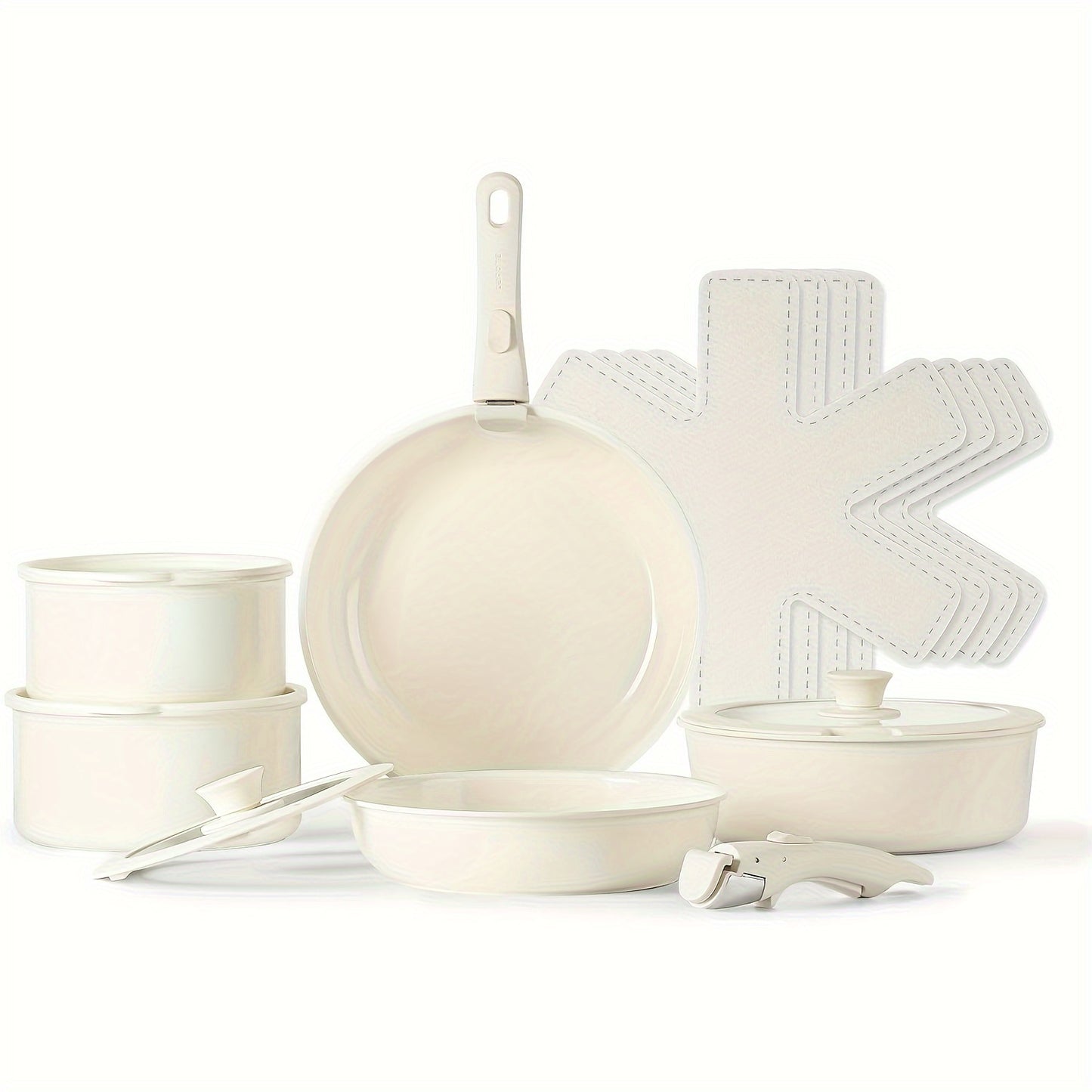 Aoran 15-Piece Nonstick Cookware Set With Detachable Handle – Induction, Dishwasher & Oven Safe