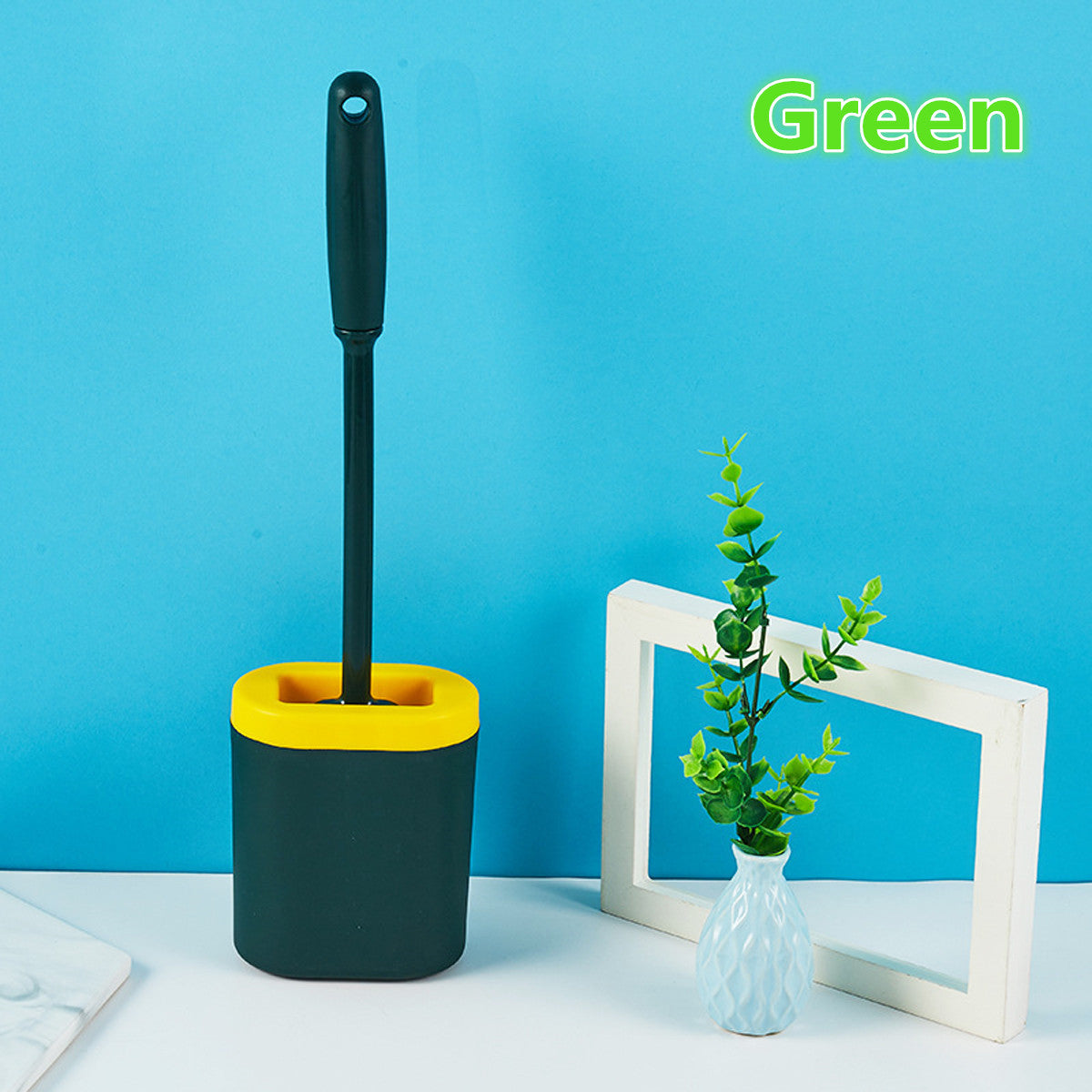 Wall-Mounted Silicone Toilet Brush – Soft Bristle Flat Head with Holder