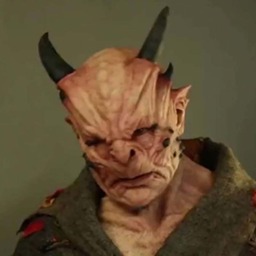 Halloween Bull Demon Horn Mask – Scary Latex Horned Mask for Parties & Cosplay