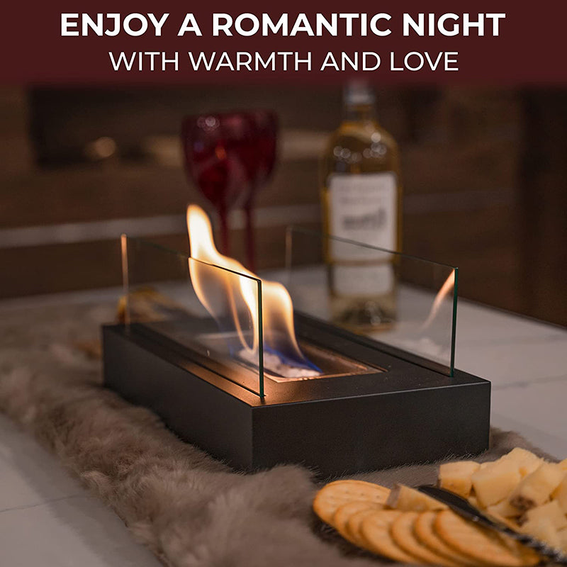 Indoor Mini Alcohol Fireplace - Modern Glass Table Fire Pit for Home & Camping
