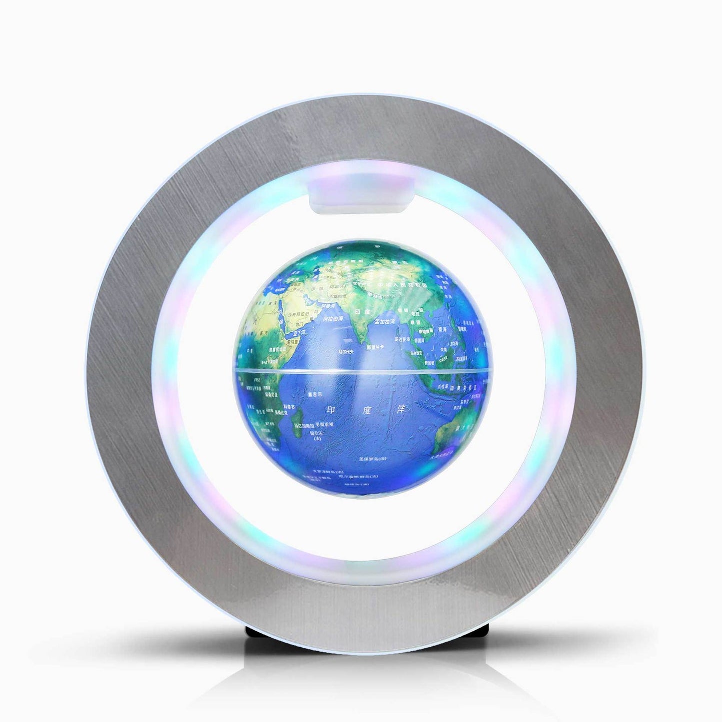 Magnetic Levitating Globe with LED Light – 360° Rotating O-Shaped Display