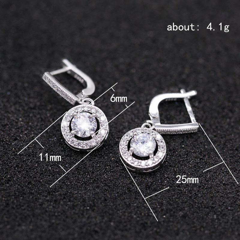 Women's Simple Shiny Zircon Earrings – Gold-Plated Copper Gemstone Jewelry