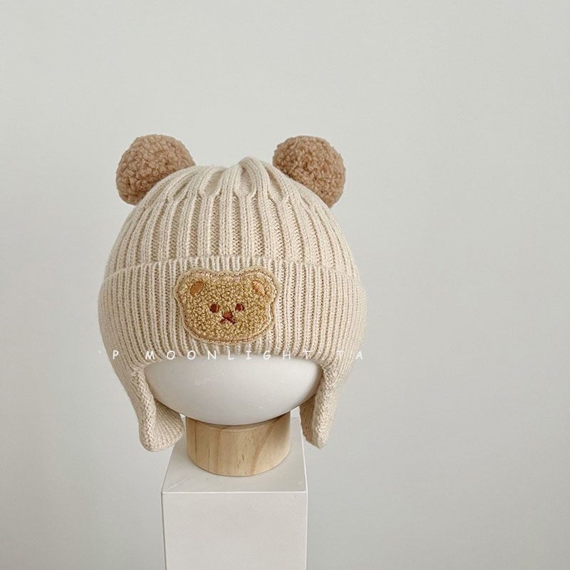 Baby Woolen Hat – Cute Bear Ear Protection, Thickened Winter Knitted Hat for Kids