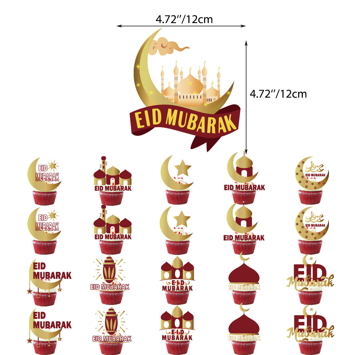 Muslim Ramadan Party Decoration Kit – Cake Inserts, Flags & Balloons