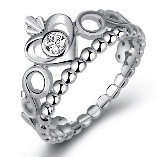 925 Sterling Silver Crown Ring – Elegant Royal Design