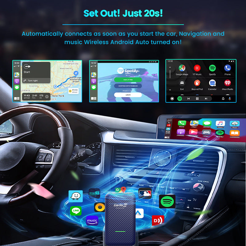 Wireless Android Auto & CarPlay Adapter for Original Car Screens – Compatible with Benz, Audi, Volvo & More