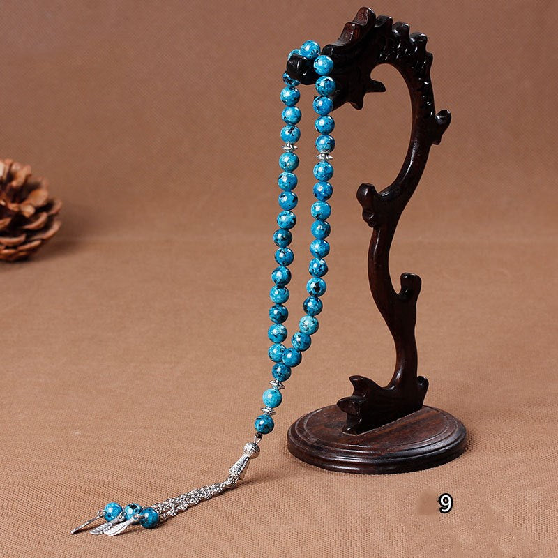 33 Natural Stone Agate Crystal Muslim Rosary Bracelet