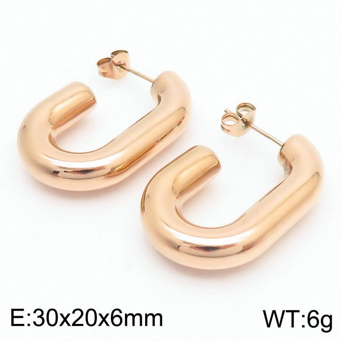 18K Titanium Steel U-Shaped Hollow Ear Clips – Glossy Finish
