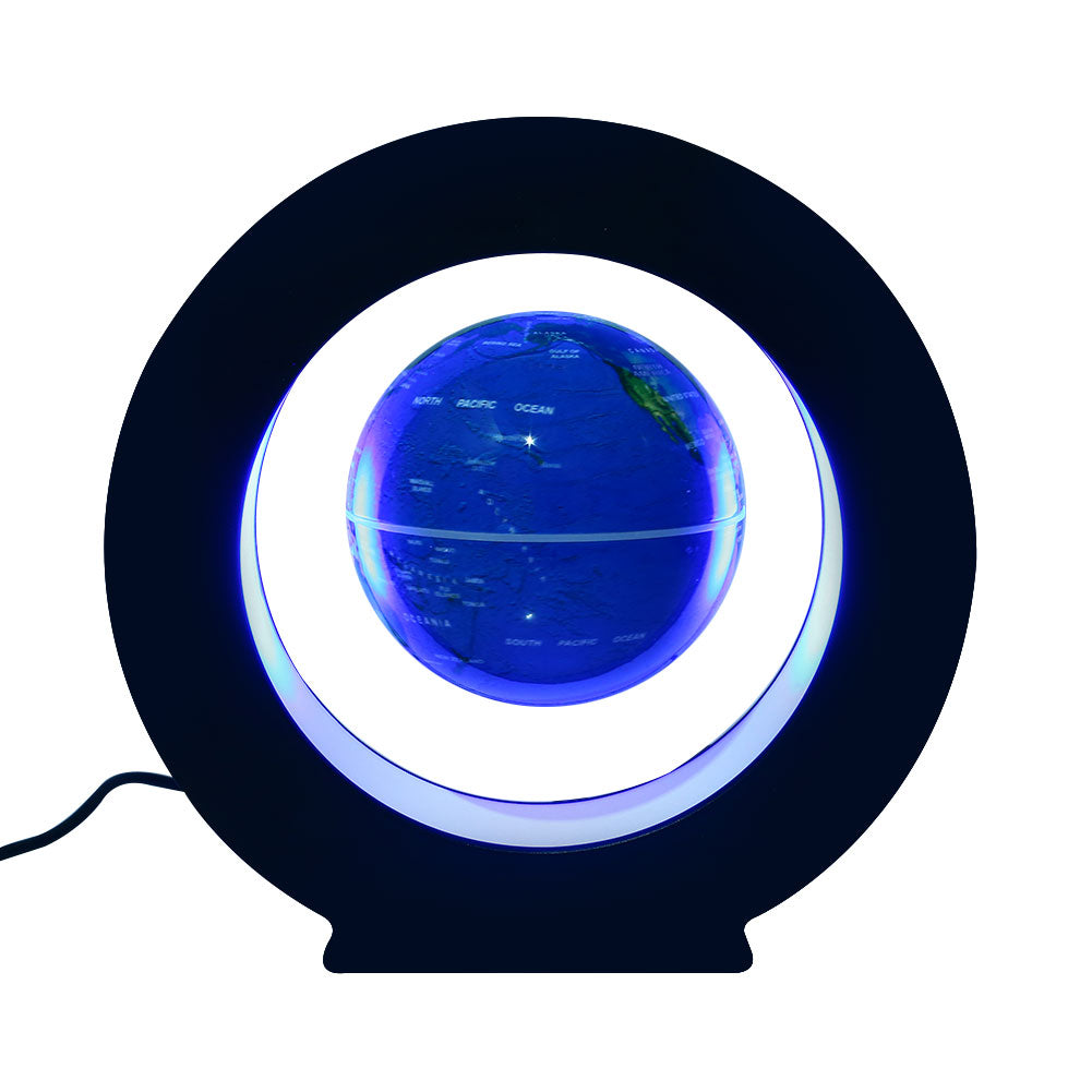Magnetic Levitating Globe with LED Light – 360° Rotating O-Shaped Display