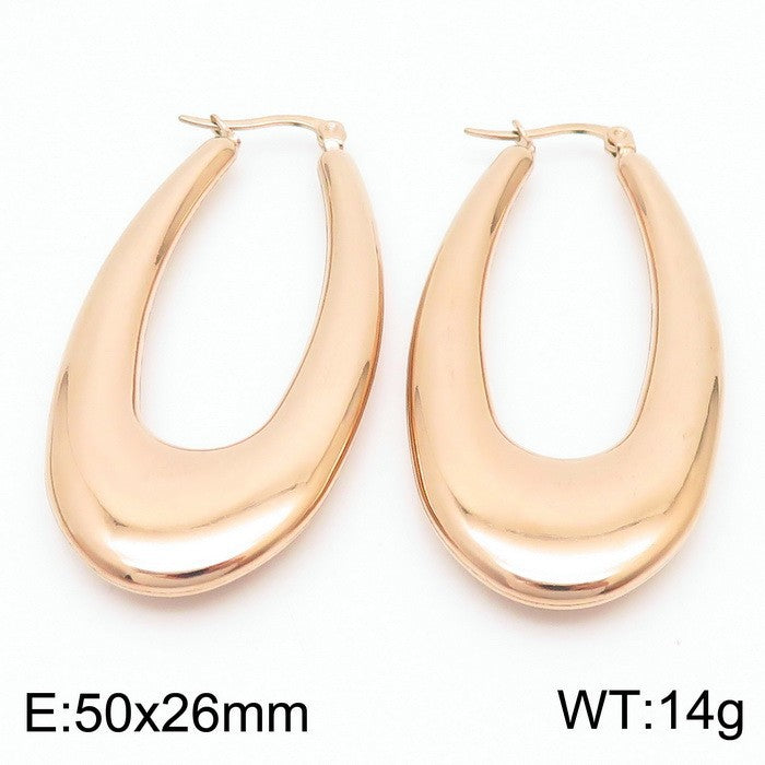 18K Titanium Steel U-Shaped Hollow Ear Clips – Glossy Finish