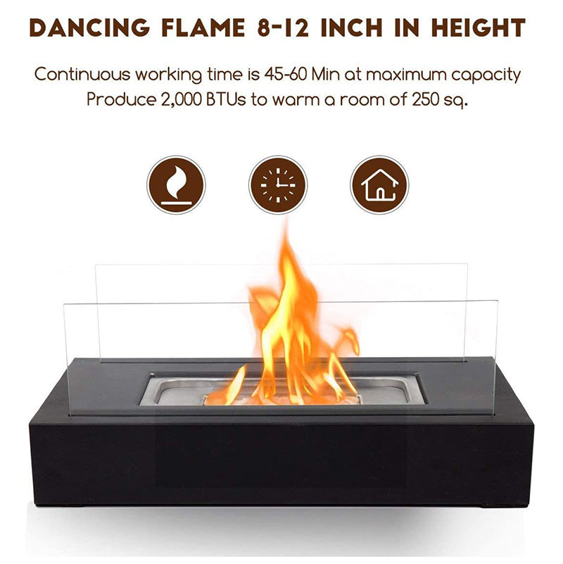 Indoor Mini Alcohol Fireplace - Modern Glass Table Fire Pit for Home & Camping