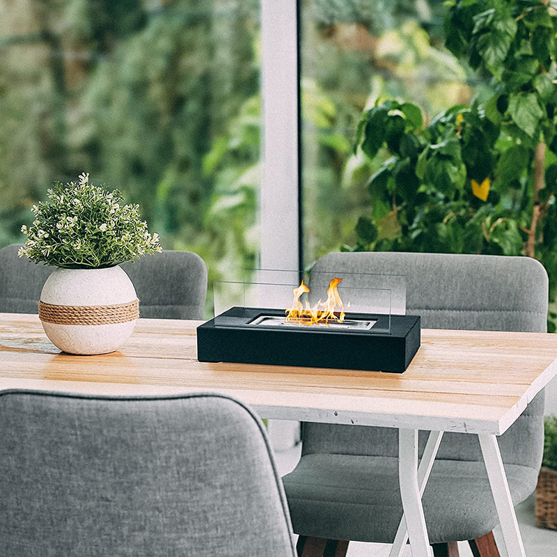 Indoor Mini Alcohol Fireplace - Modern Glass Table Fire Pit for Home & Camping