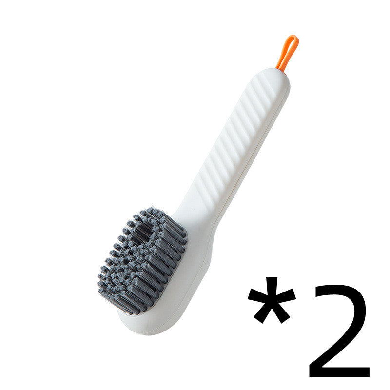 Multifunctional Long-Handle Shoe Brush with Soap Dispenser – Soft Bristles for Shoes, Clothes, and More
