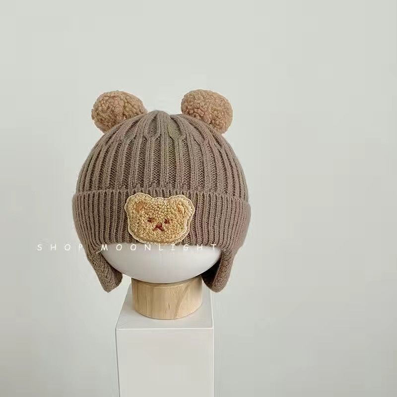 Baby Woolen Hat – Cute Bear Ear Protection, Thickened Winter Knitted Hat for Kids