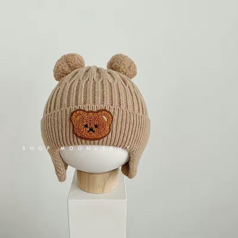 Baby Woolen Hat – Cute Bear Ear Protection, Thickened Winter Knitted Hat for Kids