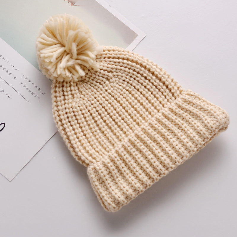 Baby Wool Knit Cap with Ball – Warm Winter Hat for Boys & Girls