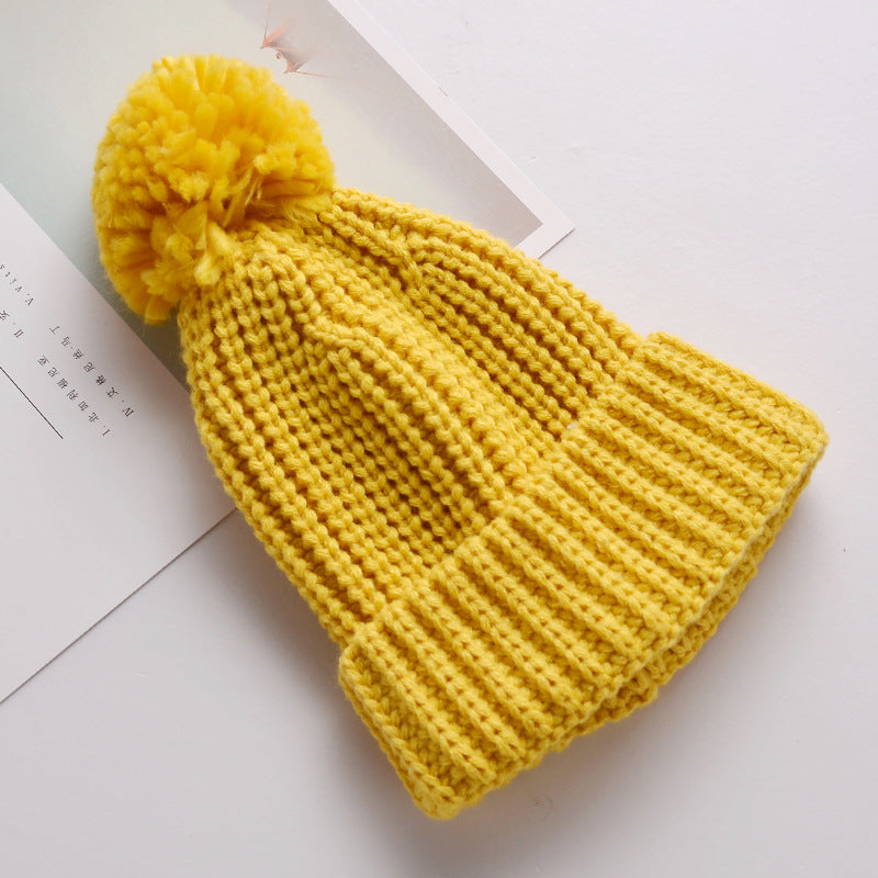 Baby Wool Knit Cap with Ball – Warm Winter Hat for Boys & Girls