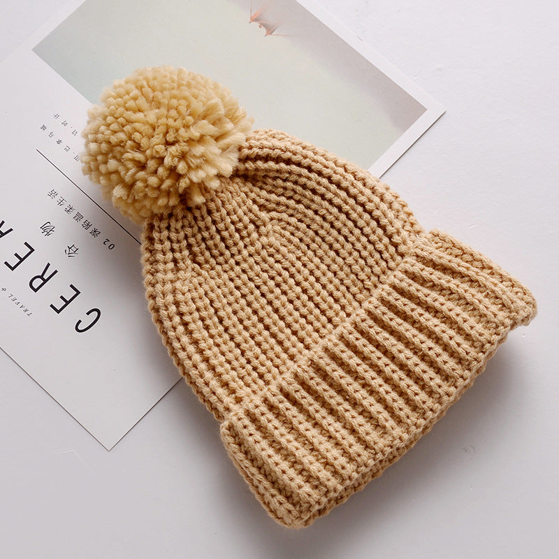 Baby Wool Knit Cap with Ball – Warm Winter Hat for Boys & Girls