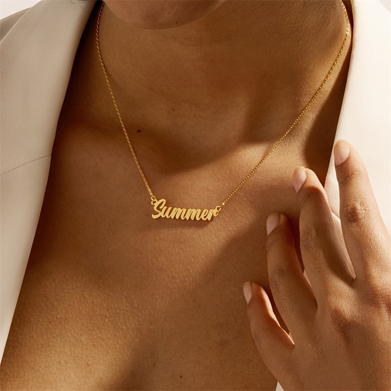 Custom Name Necklace Personalized Cursive Letter Pendant Stainless Steel Chain Jewelry Best Friend Graduation & Birthday Gifts For Women