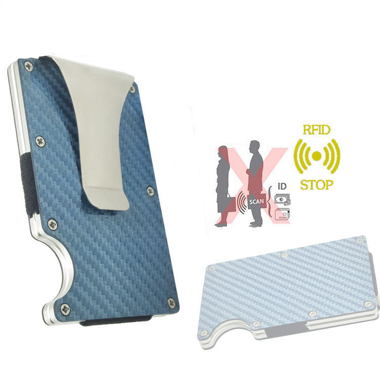 Carbon Fiber RFID Wallet - Metal Card Holder with Pumping Design