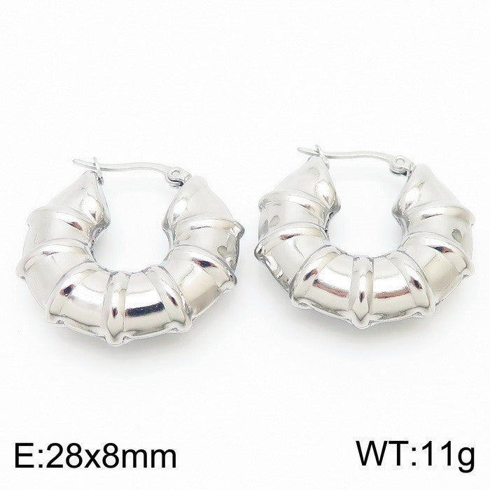 18K Titanium Steel U-Shaped Hollow Ear Clips – Glossy Finish
