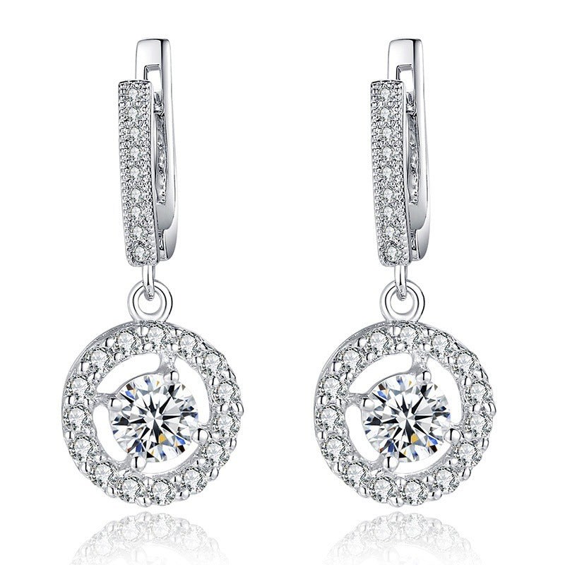 Women's Simple Shiny Zircon Earrings – Gold-Plated Copper Gemstone Jewelry